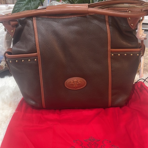Prix De Dressage Brown leather with tan trim shoulder bag - Picture 2 of 7